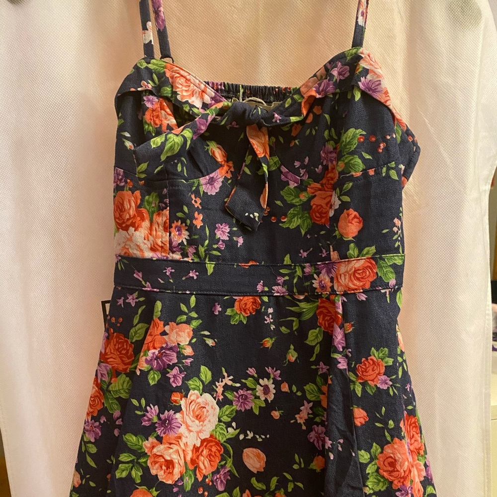 Denim flower pattern dress